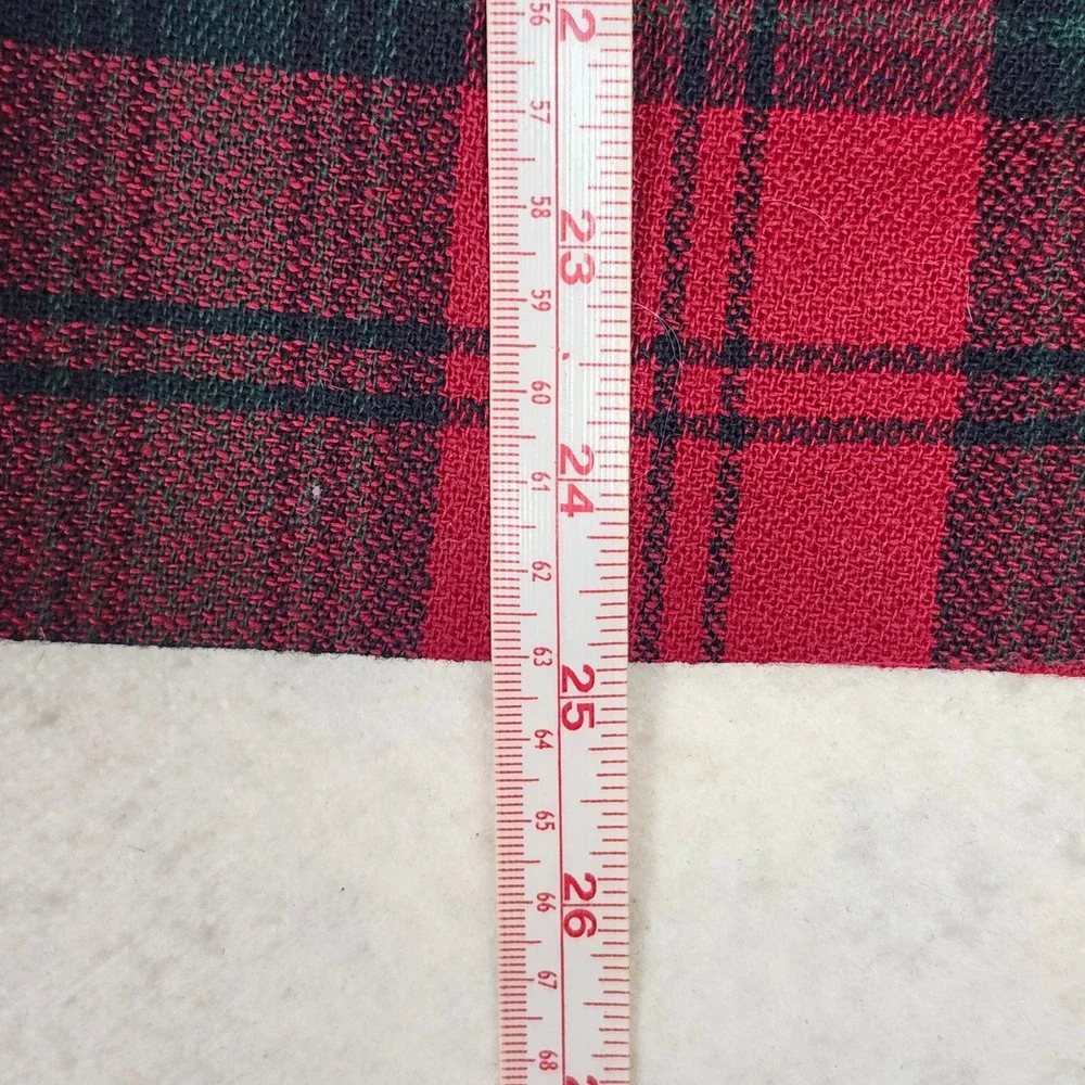 Vintage Tartan Plaid Wool Blend Midi Skirt Red Green Preppy Academic USA 8P